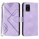 For TCL 502 Line Pattern Skin Feel Leather Phone Case(Light Purple) - 1