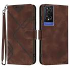 For TCL 505 Line Pattern Skin Feel Leather Phone Case(Coffee) - 1