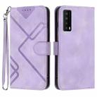 For TCL Stylus 5G Line Pattern Skin Feel Leather Phone Case(Light Purple) - 1