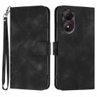 For ZTE Blade A34 Line Pattern Skin Feel Leather Phone Case(Black) - 1