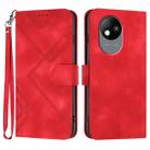 For ZTE Blade A35 Lite Line Pattern Skin Feel Leather Phone Case(Red) - 1