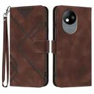 For ZTE Blade A35 Lite Line Pattern Skin Feel Leather Phone Case(Coffee) - 1