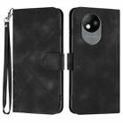 For ZTE Blade A35 Lite Line Pattern Skin Feel Leather Phone Case(Black) - 1