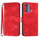 For ZTE Blade A53 Line Pattern Skin Feel Leather Phone Case(Red) - 1