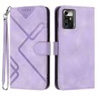 For ZTE Blade A72 5G Line Pattern Skin Feel Leather Phone Case(Light Purple) - 1