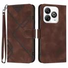 For ZTE Blade A75 4G Line Pattern Skin Feel Leather Phone Case(Coffee) - 1