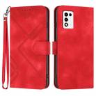 For ZTE Libero 5G III Line Pattern Skin Feel Leather Phone Case(Red) - 1