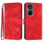 For ZTE Voyage 40 Line Pattern Skin Feel Leather Phone Case(Red) - 1