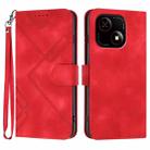 For ZTE Blade A35e 4G Line Pattern Skin Feel Leather Phone Case(Red) - 1
