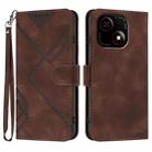 For ZTE Blade A35e 4G Line Pattern Skin Feel Leather Phone Case(Coffee) - 1