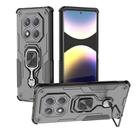 For Redmi Note 14 Pro 4G Metal Kickstand TPU Hybrid PC Phone Case(Black) - 1