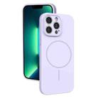 For iPhone 13 Pro Max Thin Circle MagSafe Fine Hole Liquid Silicone Phone Case(Purple) - 1