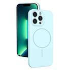 For iPhone 13 Pro Max Thin Circle MagSafe Fine Hole Liquid Silicone Phone Case(Sierra Blue) - 1