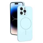 For iPhone 14 Pro Thin Circle MagSafe Fine Hole Liquid Silicone Phone Case(Sierra Blue) - 1