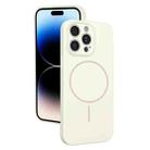 For iPhone 14 Pro Thin Circle MagSafe Fine Hole Liquid Silicone Phone Case(White) - 1