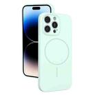 For iPhone 14 Pro Max Thin Circle MagSafe Fine Hole Liquid Silicone Phone Case(Mint Green) - 1