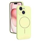 For iPhone 15 Thin Circle MagSafe Fine Hole Liquid Silicone Phone Case(Yellow) - 1