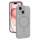 For iPhone 15 Thin Circle MagSafe Fine Hole Liquid Silicone Phone Case(Titanium Grey) - 1