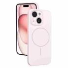 For iPhone 15 Thin Circle MagSafe Fine Hole Liquid Silicone Phone Case(Pink) - 1