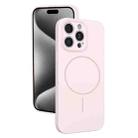 For iPhone 15 Pro Thin Circle MagSafe Fine Hole Liquid Silicone Phone Case(Pink) - 1