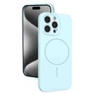 For iPhone 15 Pro Max Thin Circle MagSafe Fine Hole Liquid Silicone Phone Case(Sierra Blue) - 1