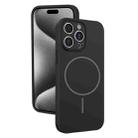 For iPhone 15 Pro Max Thin Circle MagSafe Fine Hole Liquid Silicone Phone Case(Black) - 1