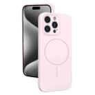 For iPhone 15 Pro Max Thin Circle MagSafe Fine Hole Liquid Silicone Phone Case(Pink) - 1