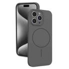 For iPhone 15 Pro Max Thin Circle MagSafe Fine Hole Liquid Silicone Phone Case(Dark Grey) - 1