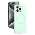 For iPhone 15 Pro Max Thin Circle MagSafe Fine Hole Liquid Silicone Phone Case(Mint Green) - 1