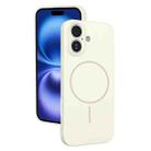 For iPhone 16 Thin Circle MagSafe Fine Hole Liquid Silicone Phone Case(White) - 1