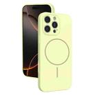 For iPhone 16 Pro Thin Circle MagSafe Fine Hole Liquid Silicone Phone Case(Yellow) - 1