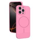 For iPhone 16 Pro Thin Circle MagSafe Fine Hole Liquid Silicone Phone Case(Rose Pink) - 1