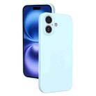 For iPhone 16 Fine Hole Liquid Silicone Phone Case(Sierra Blue) - 1