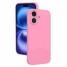 For iPhone 16 Fine Hole Liquid Silicone Phone Case(Rose Pink) - 1