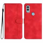 For Kyocera Android One S10 / S9 Heart Pattern Skin Feel Leather Phone Case(Red) - 1