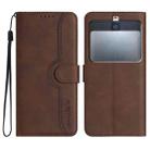 For Kyocera Basio 3 Heart Pattern Skin Feel Leather Phone Case(Brown) - 1