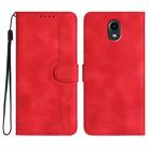 For Kyocera DIGNO BX Heart Pattern Skin Feel Leather Phone Case(Red) - 1