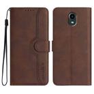 For Kyocera DIGNO BX Heart Pattern Skin Feel Leather Phone Case(Brown) - 1