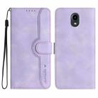 For Kyocera DIGNO BX Heart Pattern Skin Feel Leather Phone Case(Purple) - 1