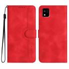 For Kyocera Kantan Sumaho3 A205KC Heart Pattern Skin Feel Leather Phone Case(Red) - 1
