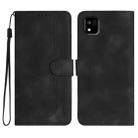 For Kyocera Kantan Sumaho3 A205KC Heart Pattern Skin Feel Leather Phone Case(Black) - 1