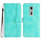 For Kyocera Urbano V04 KYV45 Heart Pattern Skin Feel Leather Phone Case(Light Blue) - 1