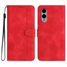 For Fujitsu Arrows We2 Heart Pattern Skin Feel Leather Phone Case(Red) - 1