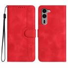For Fujitsu Arrows We2 Plus Heart Pattern Skin Feel Leather Phone Case(Red) - 1