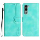 For Fujitsu Arrows We2 Plus Heart Pattern Skin Feel Leather Phone Case(Light Blue) - 1