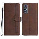 For TCL 30 5G / 30+ Heart Pattern Skin Feel Leather Phone Case(Brown) - 1