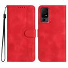 For TCL 40 XL Heart Pattern Skin Feel Leather Phone Case(Red) - 1