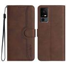 For TCL 40 R 5G Heart Pattern Skin Feel Leather Phone Case(Brown) - 1