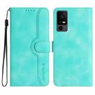 For TCL 40 R 5G Heart Pattern Skin Feel Leather Phone Case(Light Blue) - 1