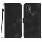 For TCL 305 / 306 / 30E / 30 SE Heart Pattern Skin Feel Leather Phone Case(Black) - 1